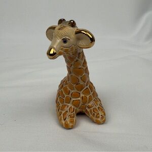 DeRosa Rinconada Giraffe Figurine Small Ceramic Gold Signed Uruguay